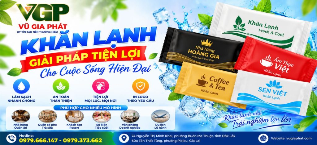 Xưởng in khăn lạnh giá rẻ tại Gia Lai