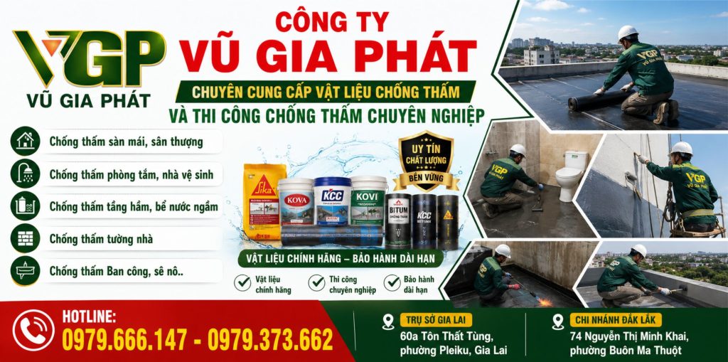 Công ty chống thấm chuyên nghiệp ở Pleiku Gia Lai