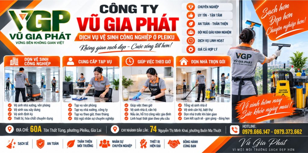 Công ty vệ sinh công nghiệp ở Pleiku Gia Lai