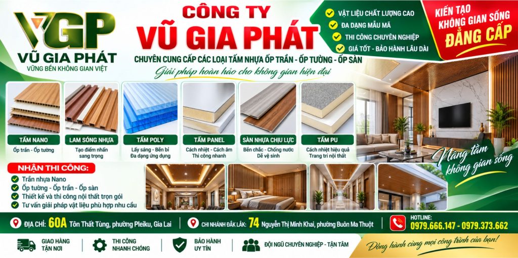 Kho tấm ốp nhựa nano ở Pleiku Gia Lai