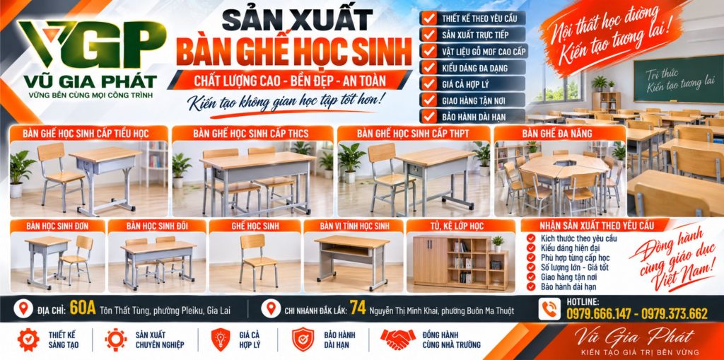 Sản xuất bàn ghế học sinh ở Gia Lai
