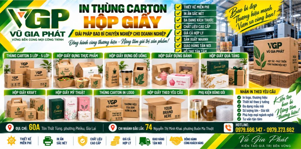 in thùng carton hộp giấy ở Gia Lai