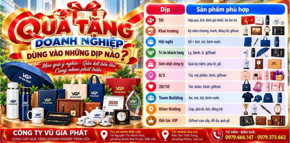 Công ty sản xuất quà tặng doanh nghiệp ở Pleiku Gia lai